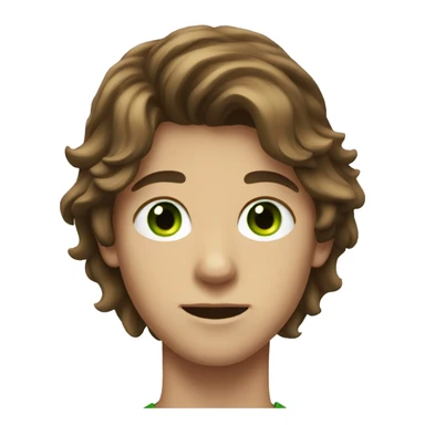 teenage boy-brown long hair-green eyes sticker