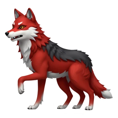 Full body red and black wolf with white accents  sticker
