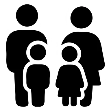 family icon, solid black silhouette, bold and easily recognizable sticker