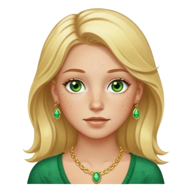 White girl with freckles blonde hair green eyes gold jelwery  sticker