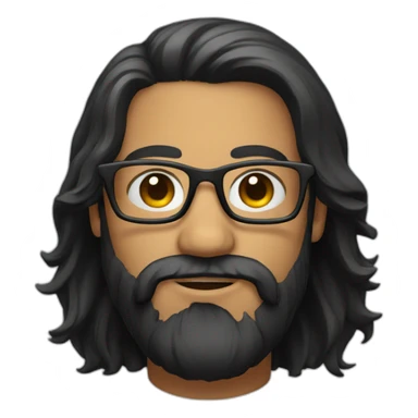 face with black long hair and a beard with glasses sticker