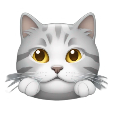 chat gris et blanc qui dort sticker