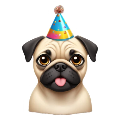 Pug with birthday hat sticker