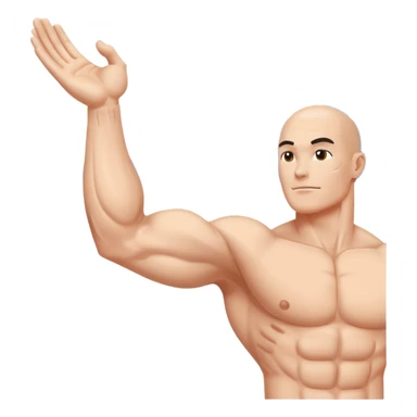 Flexing muscle arm with rising chart, bold minimal style, white background sticker