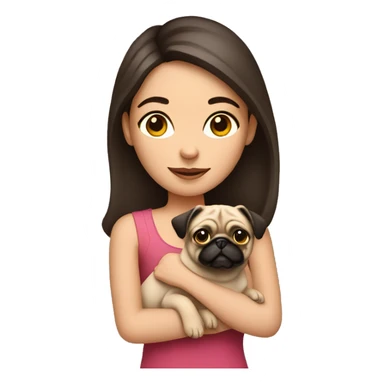 Brunette girl holding pug  sticker