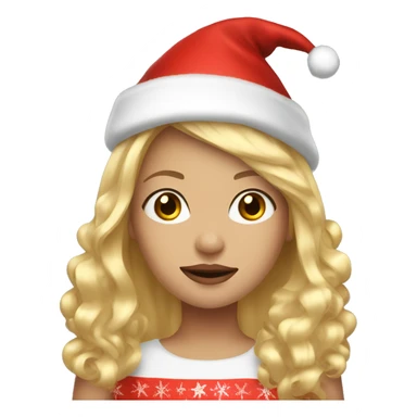 a girl with blonde hair and Christmas hat with gold hoops sticker