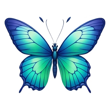 Gradient iridescent indigo blue cyan green butterfly sticker