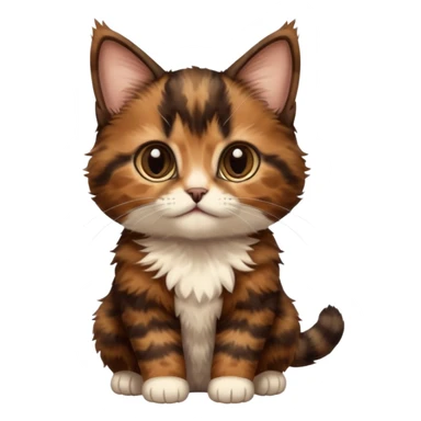 A high-resolution photo-realistic digital illustration of a brown multicoloured  tortoiseshell cat kitten, chest upward sticker