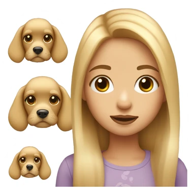Girl with long blond hair, small lips and a little dog sticker
