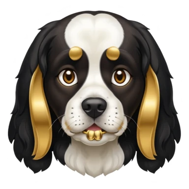 Собака породы черно-белый русский кокер спаниель с грилзами sticker