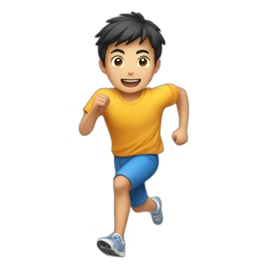 an asian boy running fast sticker