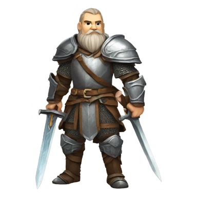 dwarven rune knight with a really big greatsword over their shoulder sticker