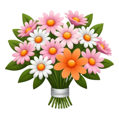 pink flower bouquet orange pink white sticker