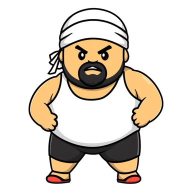 White skin fat guy with black durag and black beard in wrestling singlet sticker