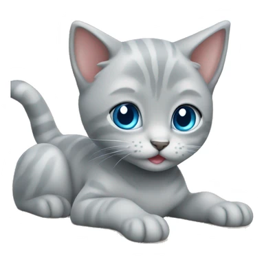 grey kitten blue eyes sitting on the table  sticker