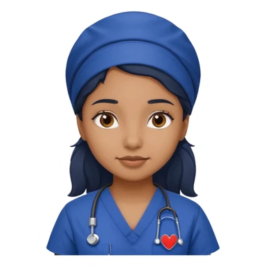 A brown girl wearing dark blue scrubs sticker