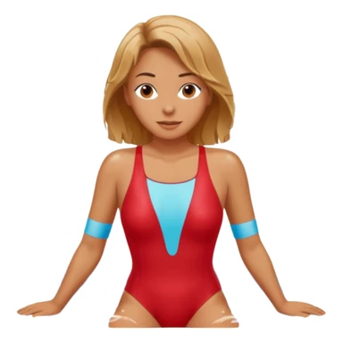 Woman Red onepiece, Background Indoor pool sticker