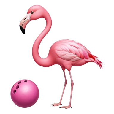 Flamingo playing bowling sticker