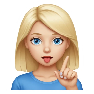  Chica con el dedo índice en la boca mordiéndose la boca ,que la chica sea rubia con ojos azules  sticker