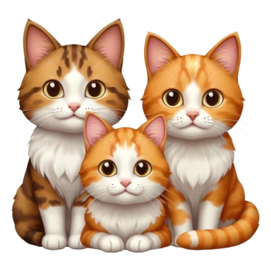 3 cats different colours including brown tabby and white, light patchy calico, and ginger and white sticker