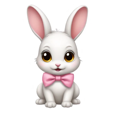 Baby bunny with coquette bow on ear sticker