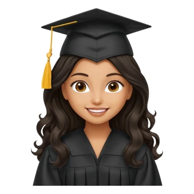 a pretty tan bratz girl with black wavy long hair graduating sticker
