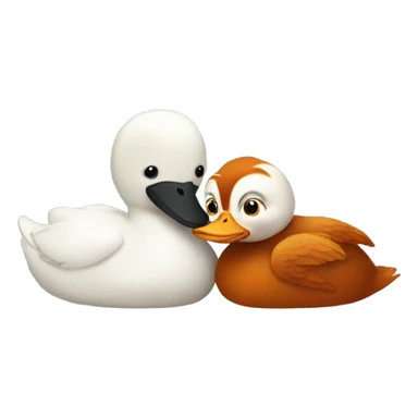 A white duck and orangutan cuddling sticker