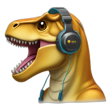 techsupport trex in headphones with micro sticker