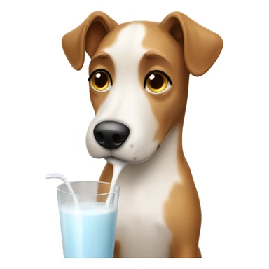 a dog drinking milk sticker