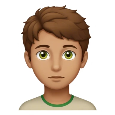 Pakistani boy  with hazel green eyes, brown hair slightly curly, and olive to light skin sticker