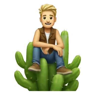 man sitting on cactus sticker