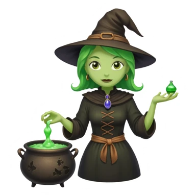 green witch cooking potion sticker