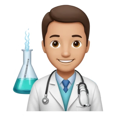 medico con estetoscopio y bata en un hospital sticker