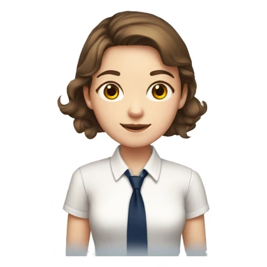 brown haired school girl in white shirt and navy tie sticker