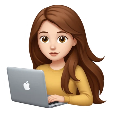 white girl with long brown hair using a laptop sticker