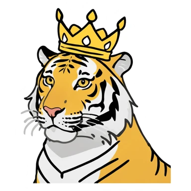 Tiger wearing a crown sticker