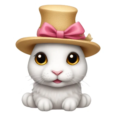 cute rabbit with bow hat sticker