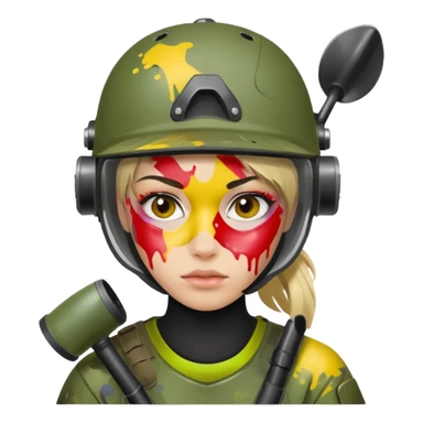 paintball player face girl sticker