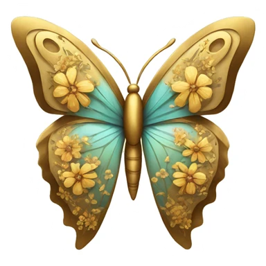 Golden butterfly with floral pattern on it sticker