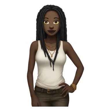 Blackest women with dreads that are really long, nice outfits  sticker