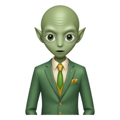 Green tall alien wearing Louis Vutton suit sticker