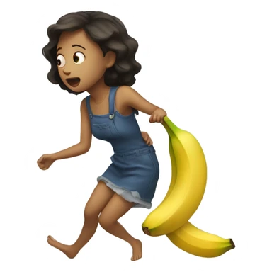 girl slipping on a banana sticker