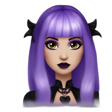 Elissabatmonsterhigh-with-bangs-long-hair-dark-plumpurple-and-black-vampire-goth-makeup-pinkeyes-romanticgothcloses- sticker