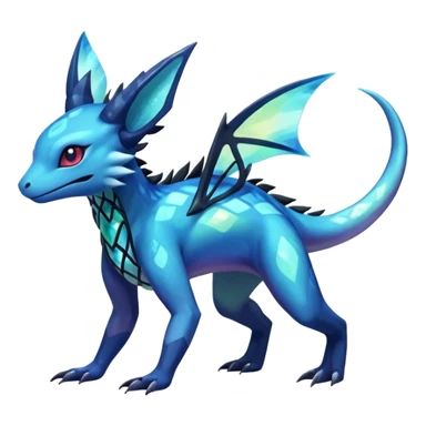 Colorful Dark Shiny Exotic Salandit-Aurorus-Glaceon-Fakémon-hybrid-creature (full body)  sticker