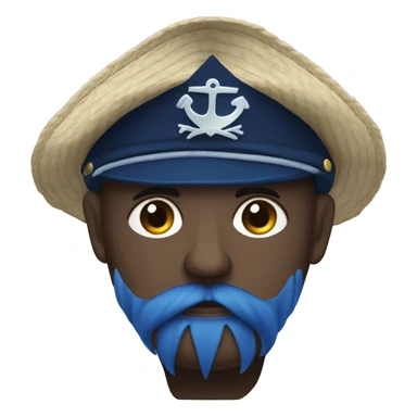 emojis de marinero con boina tipo hat azul oscuro y traje de marinero azul oscuro, hombre delgado fuerte sticker