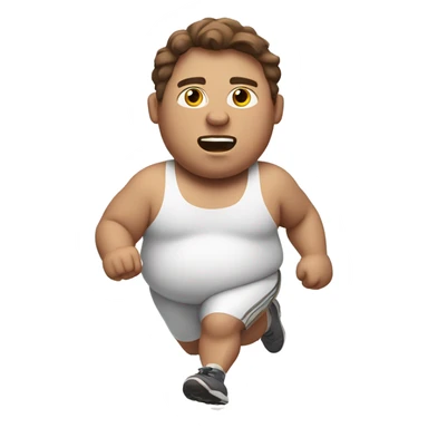 A fat white guy with brown hair running in athletic clothes sticker
