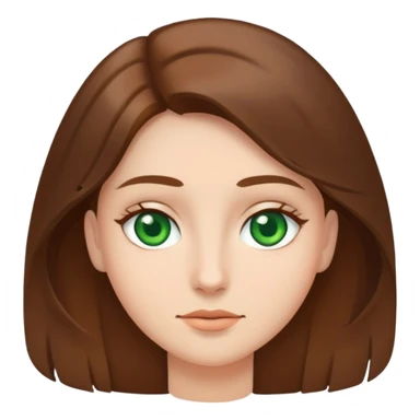oval face, cascading brown hair, green eyes sticker