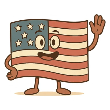 flag of the United States, rectangular, red and white stripes with a blue rectangle and white stars in the top left corner, flat and simple design sticker