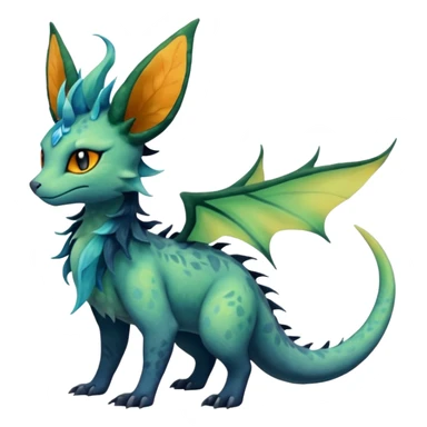 Gloomy dusky dark greyish dull-colored ethereal elemental swampy Salandit-Leafeon-Vaporeon-Amaura-hybrid-fusion (full body) sticker