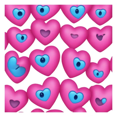 Heart eyes emoji with one hot pink heart eye and one bright blue heart eye sticker